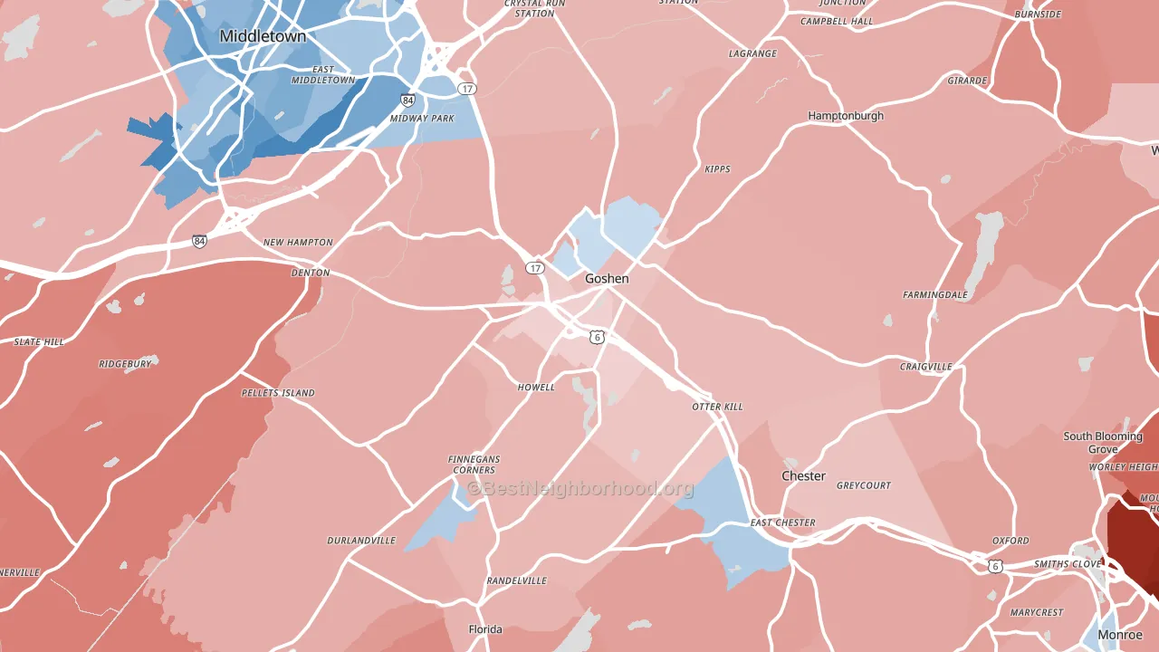 Goshen, NY block-group political-lean map