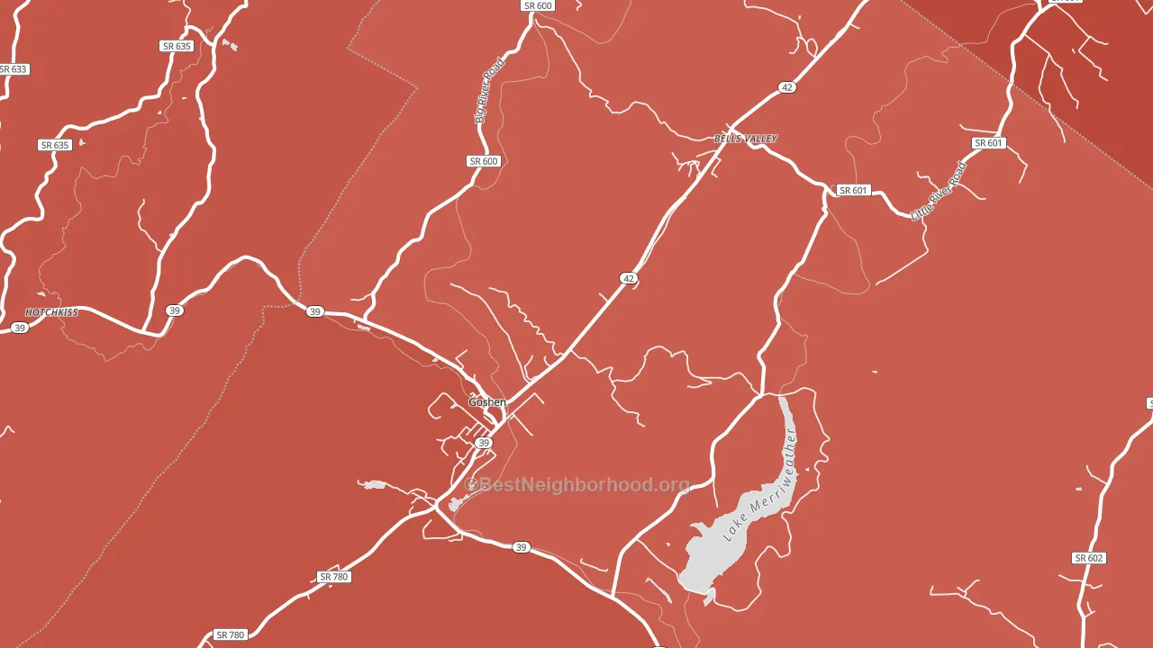 Goshen, VA block-group political-lean map