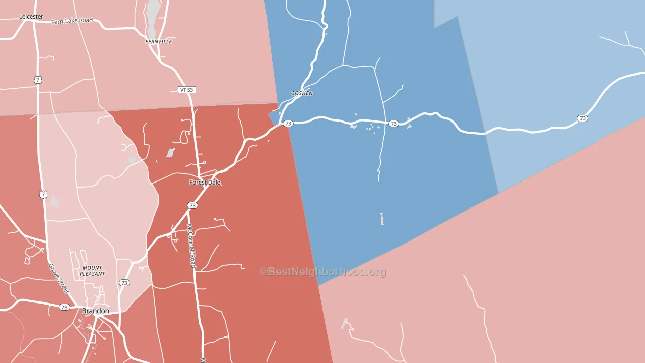 Goshen, VT block-group political-lean map