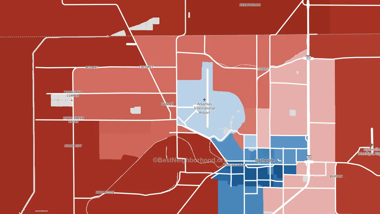 Gosnell, AR block-group political-lean map