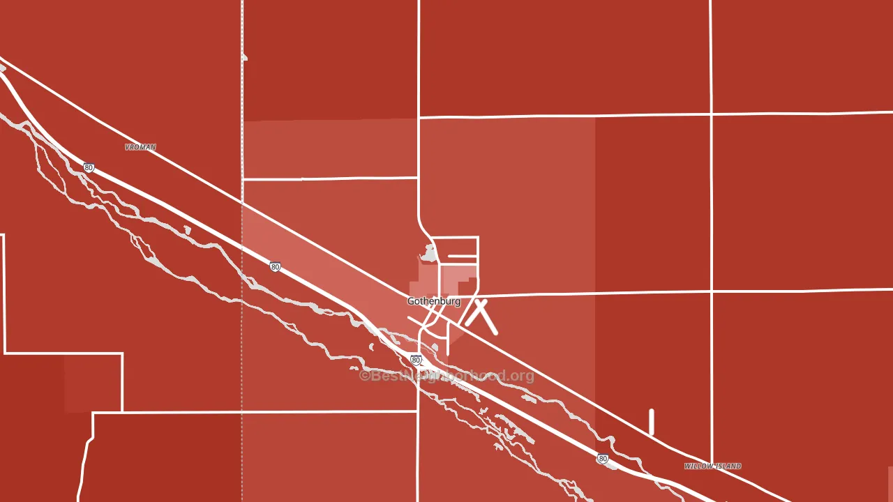 Gothenburg, NE block-group political-lean map