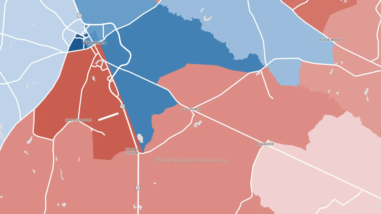 Gough, GA block-group political-lean map
