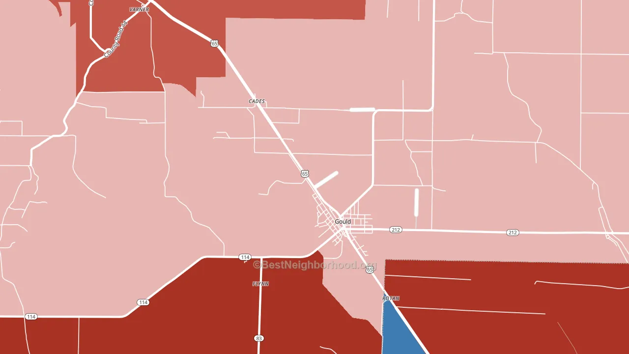 Gould, AR block-group political-lean map