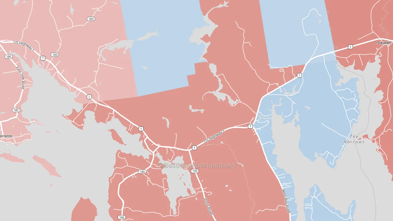 Gouldsboro, ME block-group political-lean map