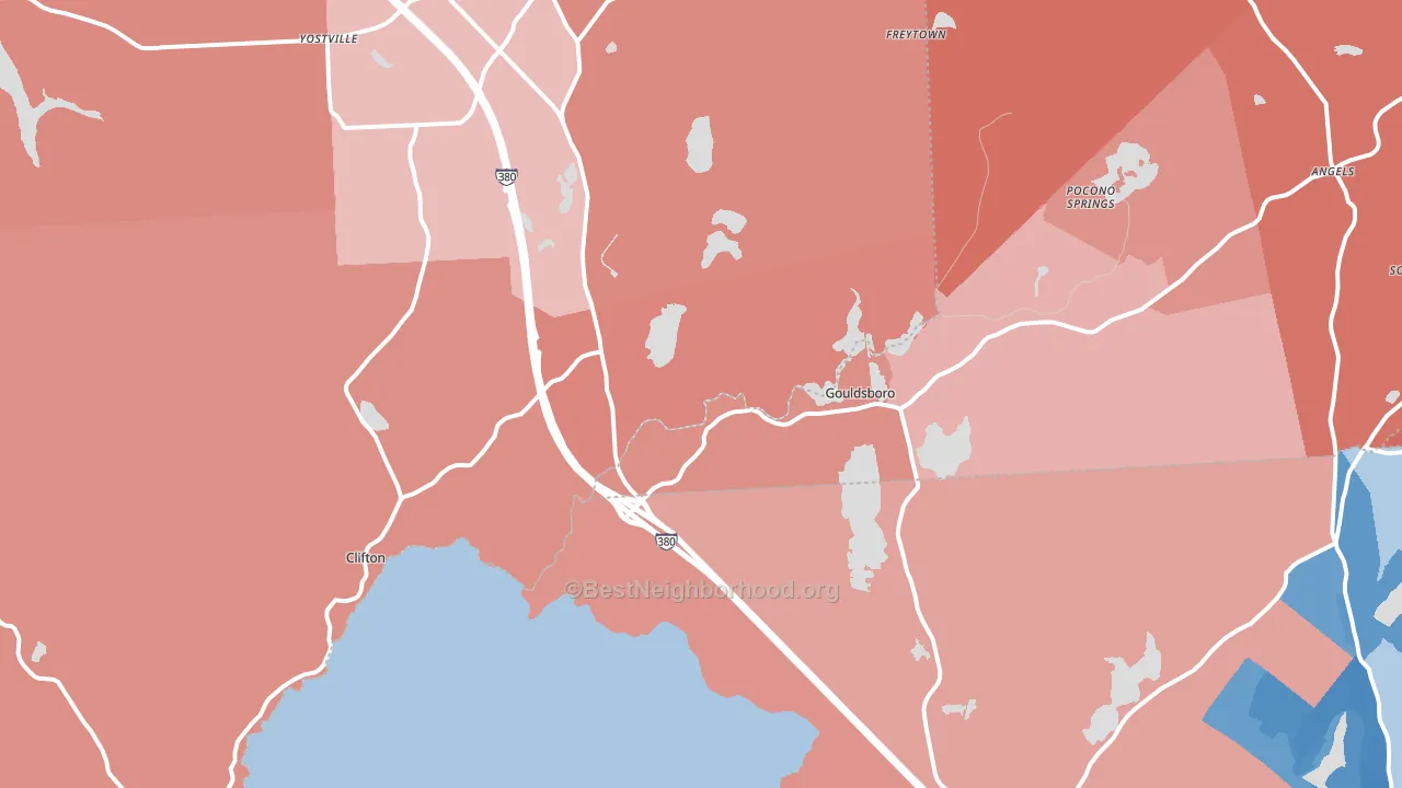 Gouldsboro, PA block-group political-lean map