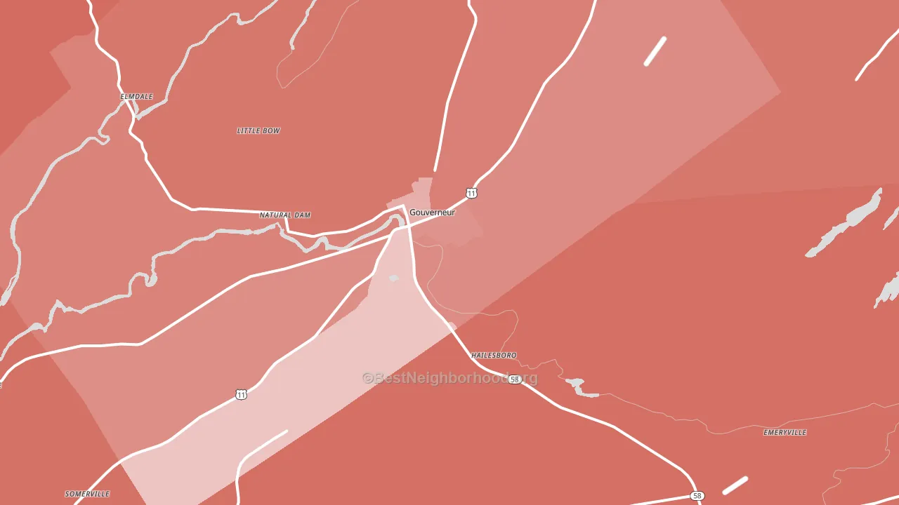 Gouverneur, NY block-group political-lean map