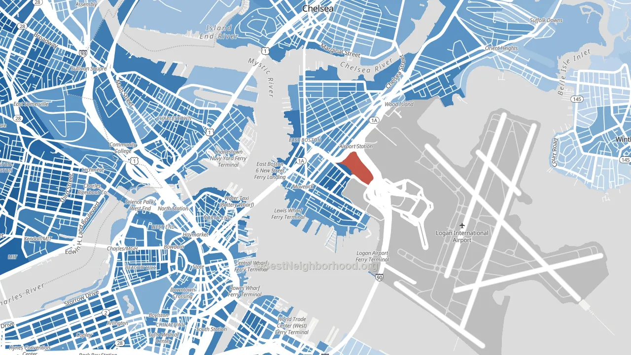 Gove Street, Boston, MA block-group political-lean map