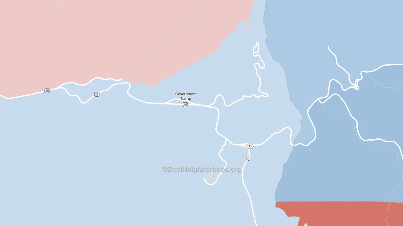 Government Camp, OR block-group political-lean map