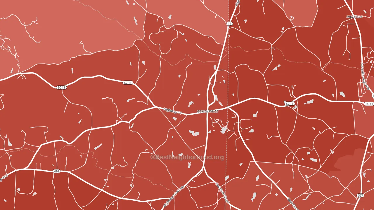 Gowensville, SC block-group political-lean map