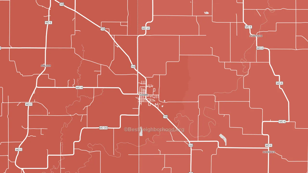 Gower, MO block-group political-lean map