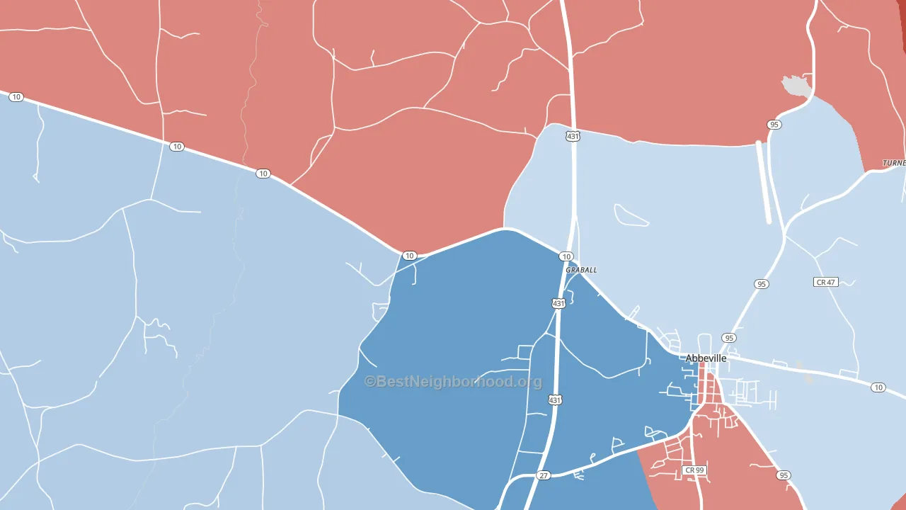Graball, AL block-group political-lean map