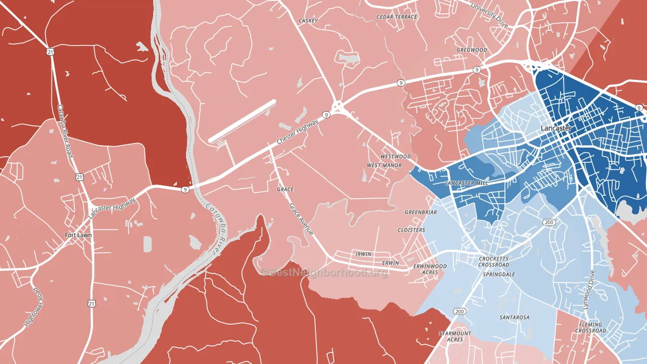 Grace, SC block-group political-lean map