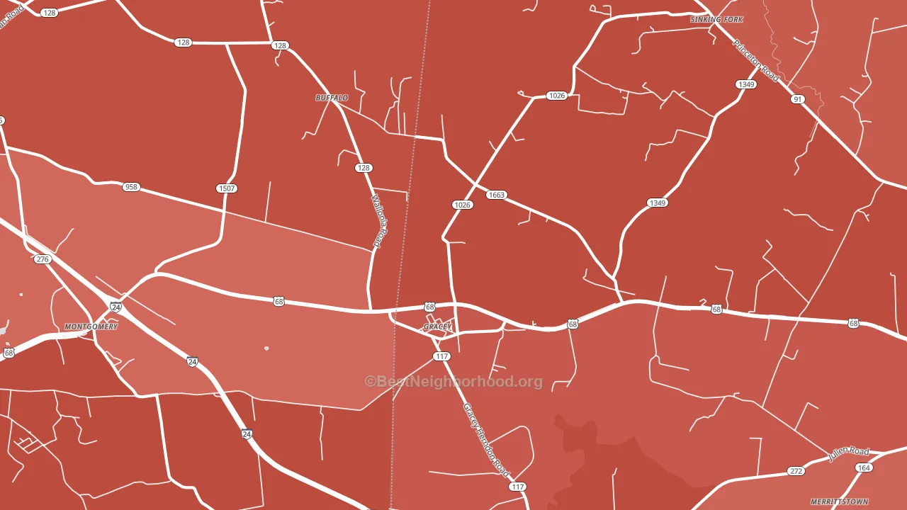 Gracey, KY block-group political-lean map