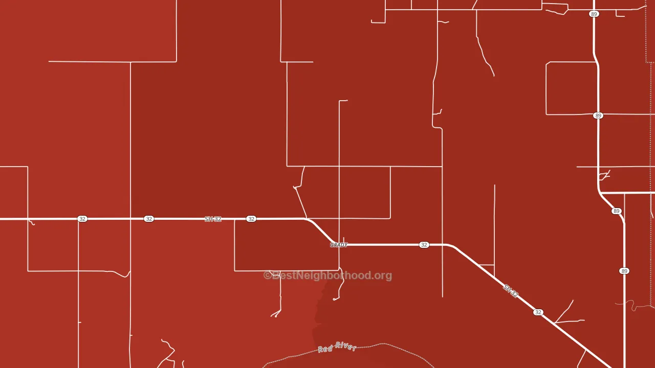 Grady, OK block-group political-lean map