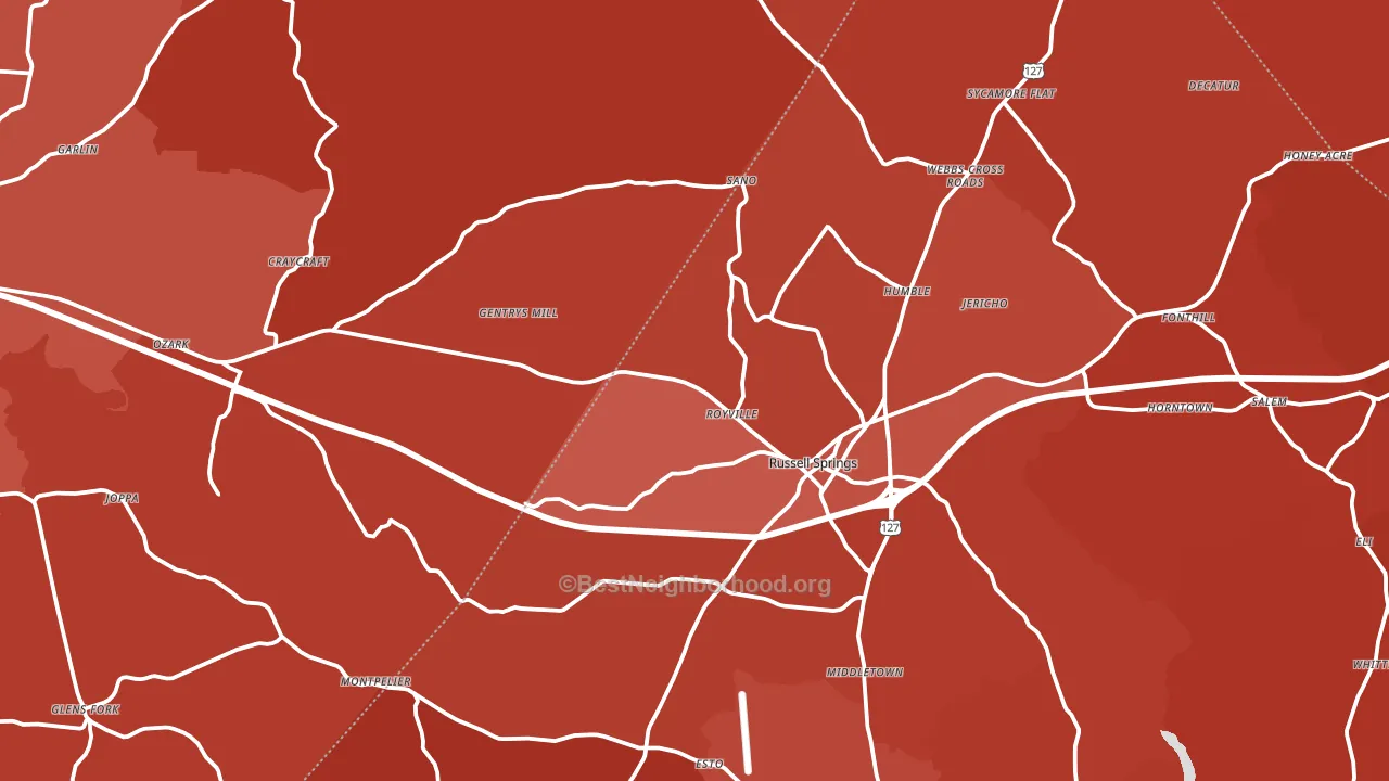 Gradyville, KY block-group political-lean map
