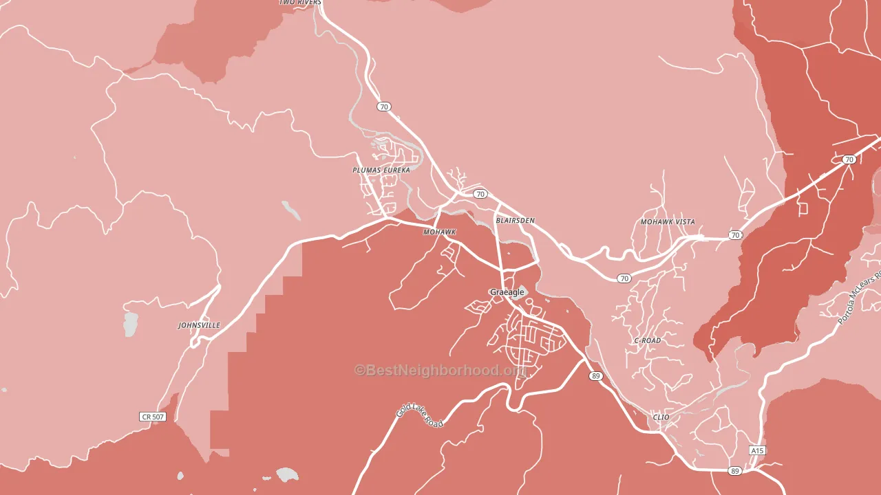 Graeagle, CA block-group political-lean map