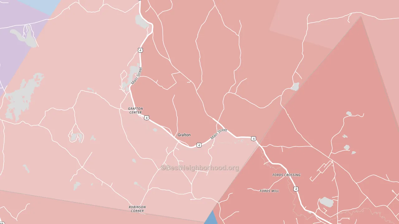Grafton, NH block-group political-lean map