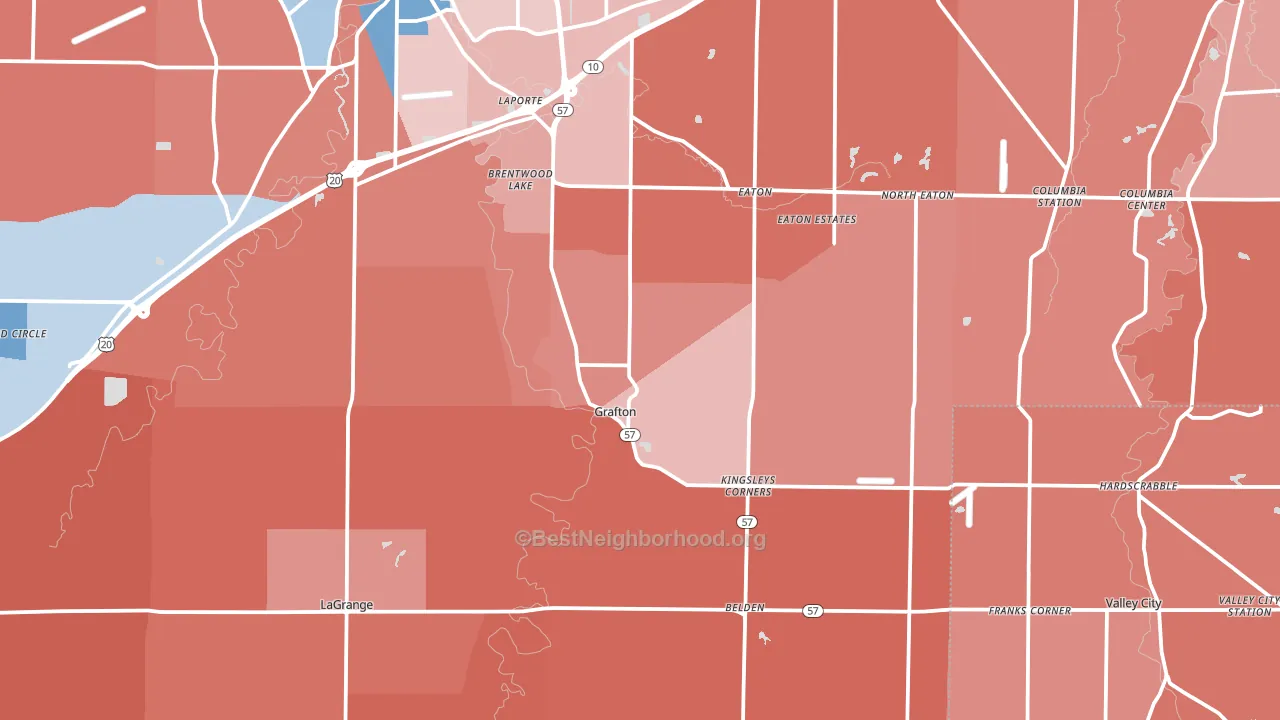 Grafton, OH block-group political-lean map