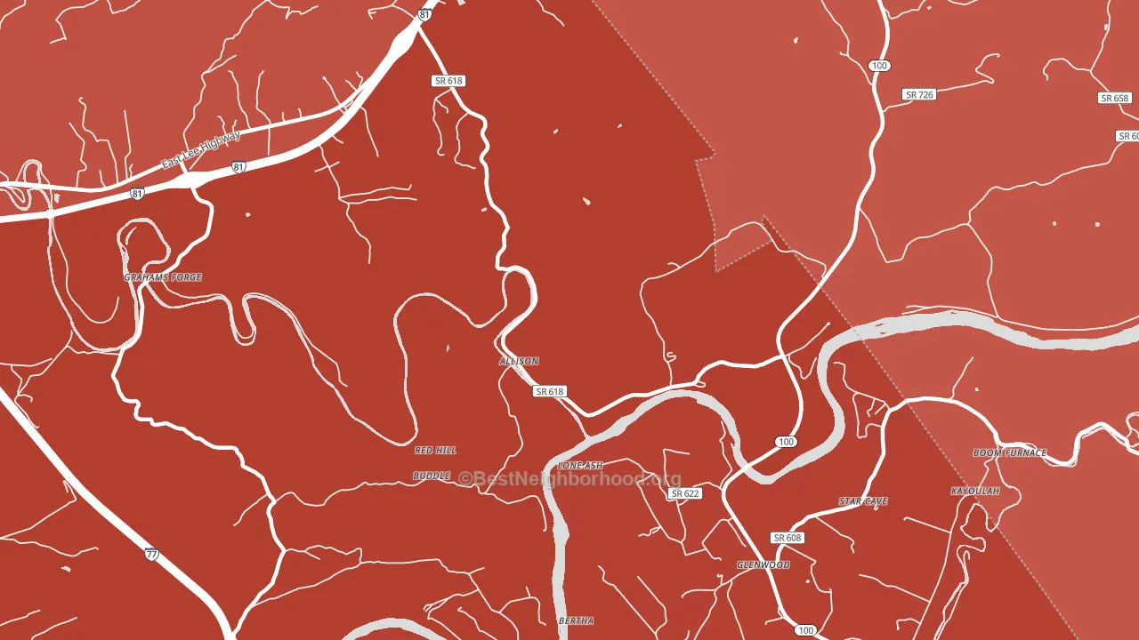 Grahams Forge, VA block-group political-lean map