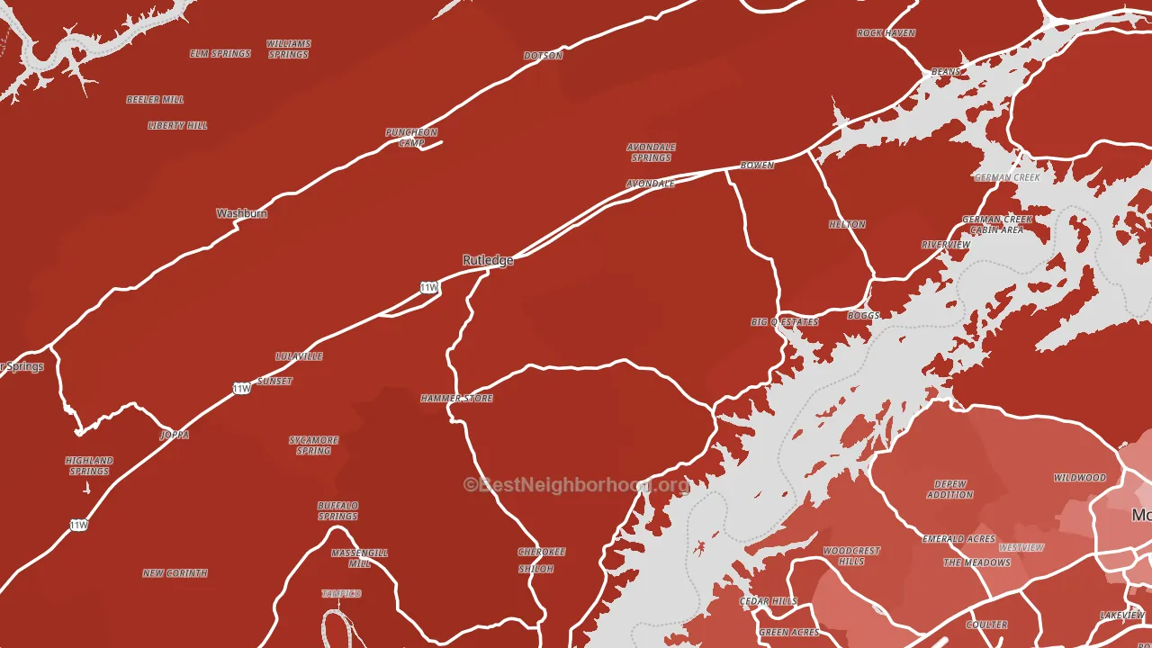 Grainger County, TN block-group political-lean map