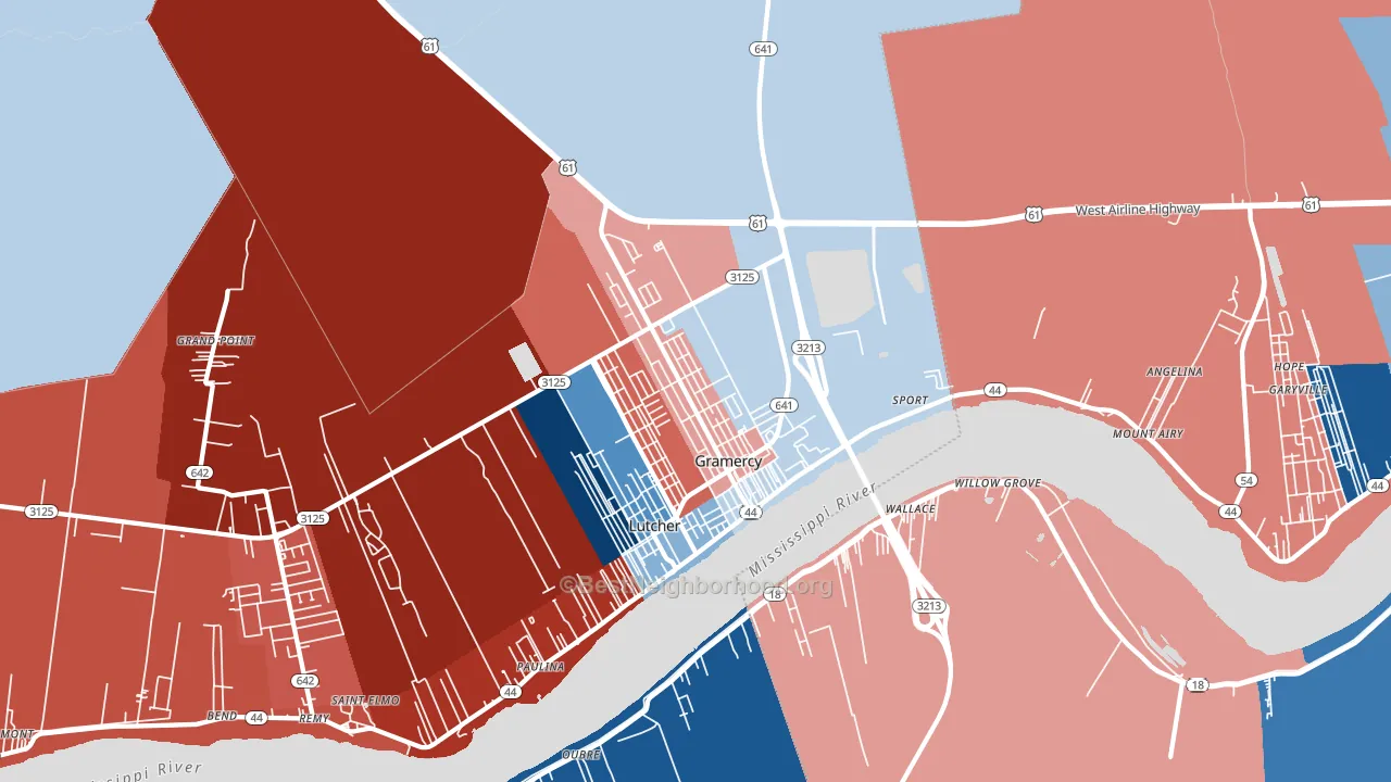 Gramercy, LA block-group political-lean map