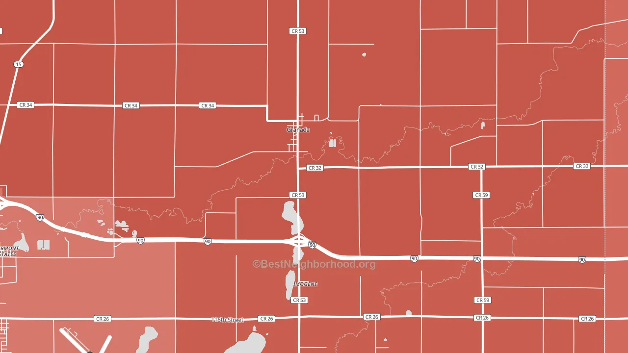 Granada, MN block-group political-lean map