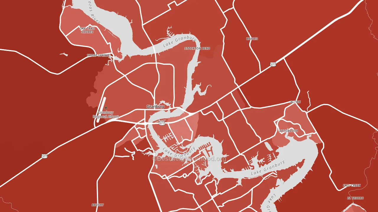 Granbury, TX block-group political-lean map