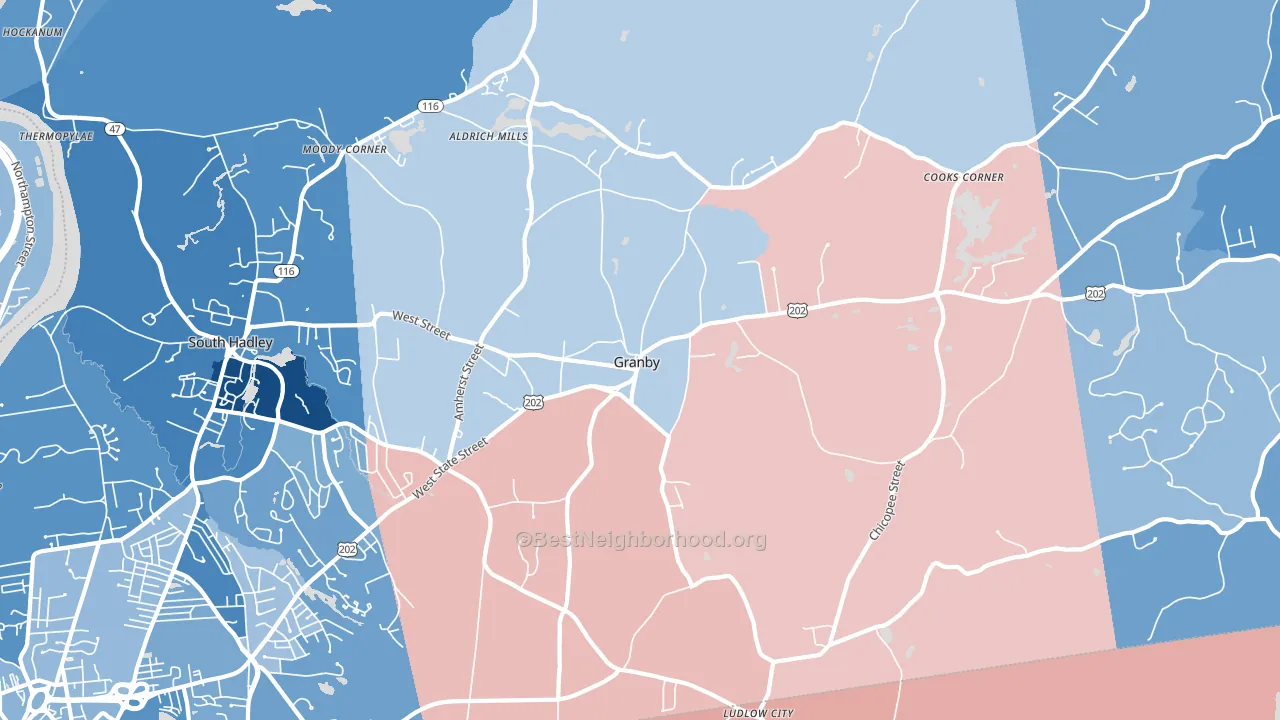 Granby, MA block-group political-lean map