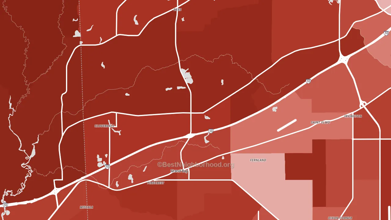 Grand Bay, AL block-group political-lean map