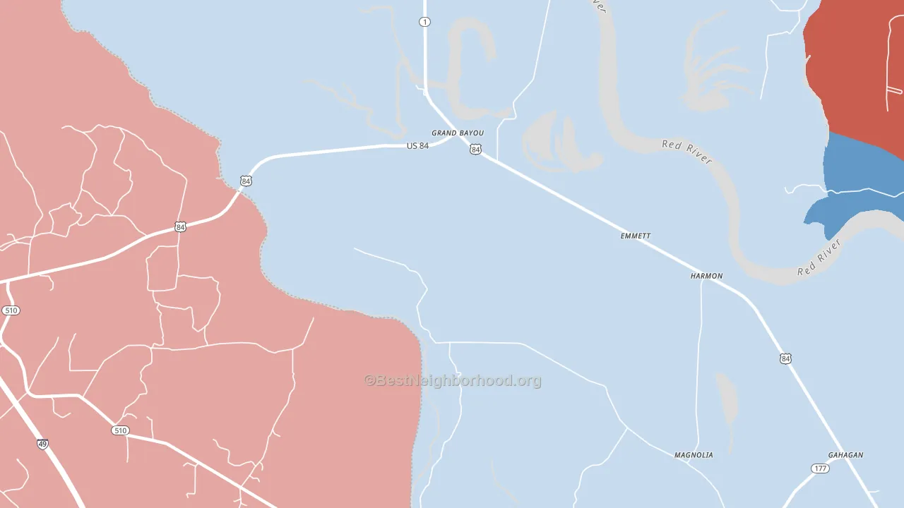 Grand Bayou, LA block-group political-lean map