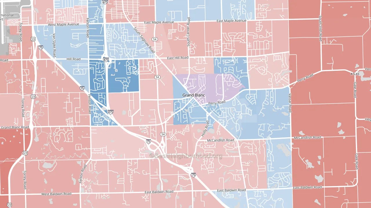 Grand Blanc, MI block-group political-lean map