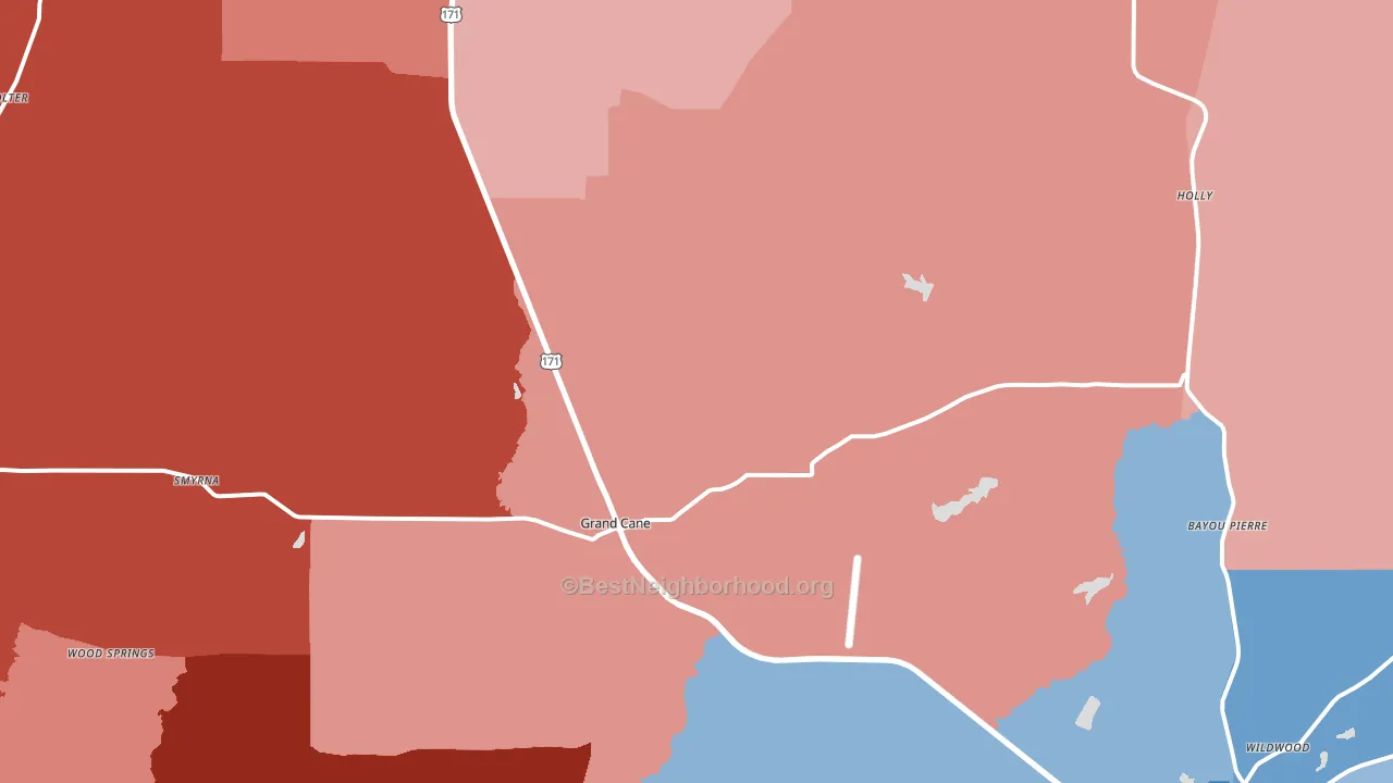 Grand Cane, LA block-group political-lean map