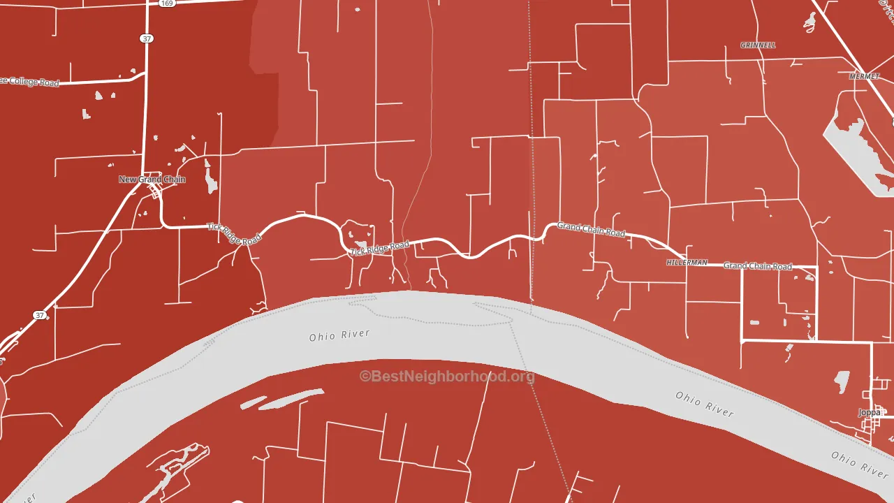 Grand Chain, IL block-group political-lean map
