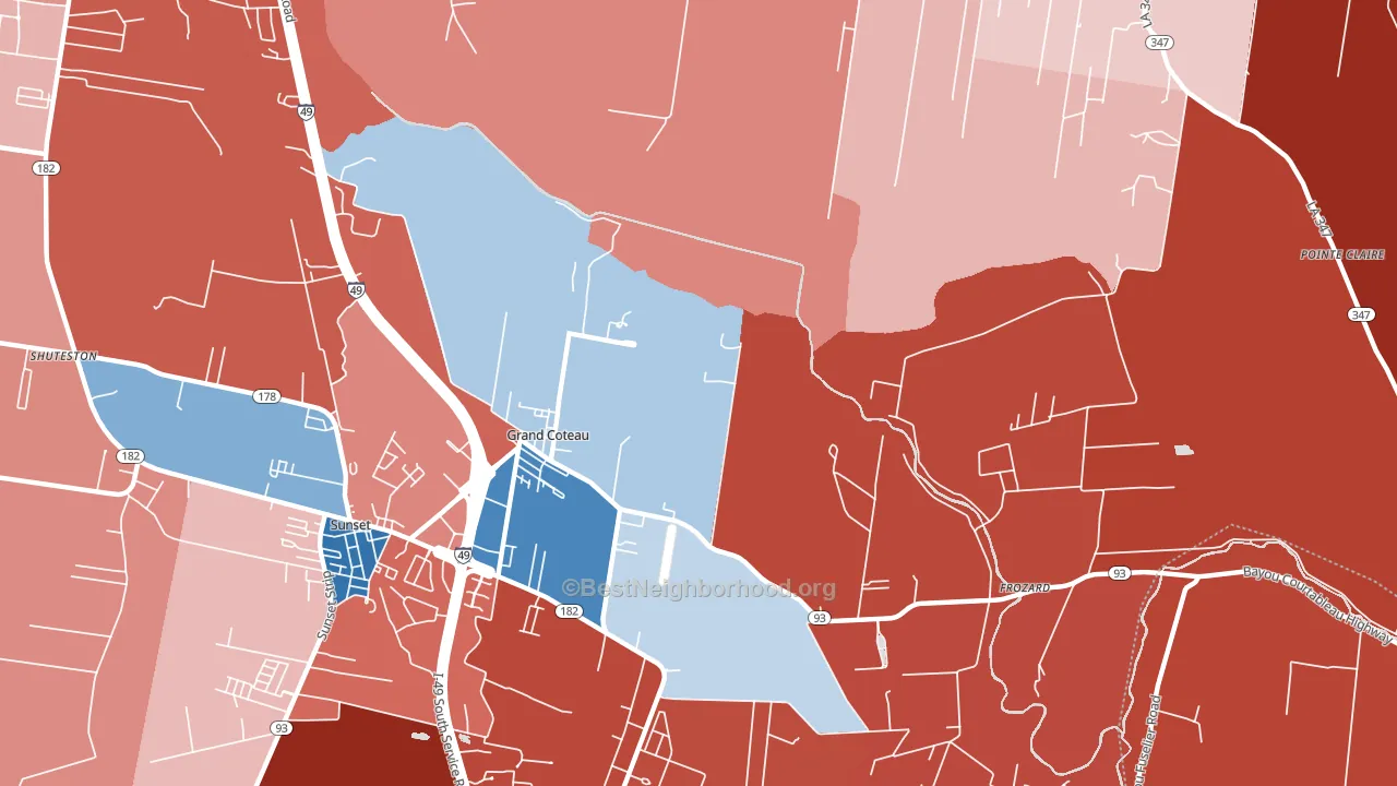 Grand Coteau, LA block-group political-lean map