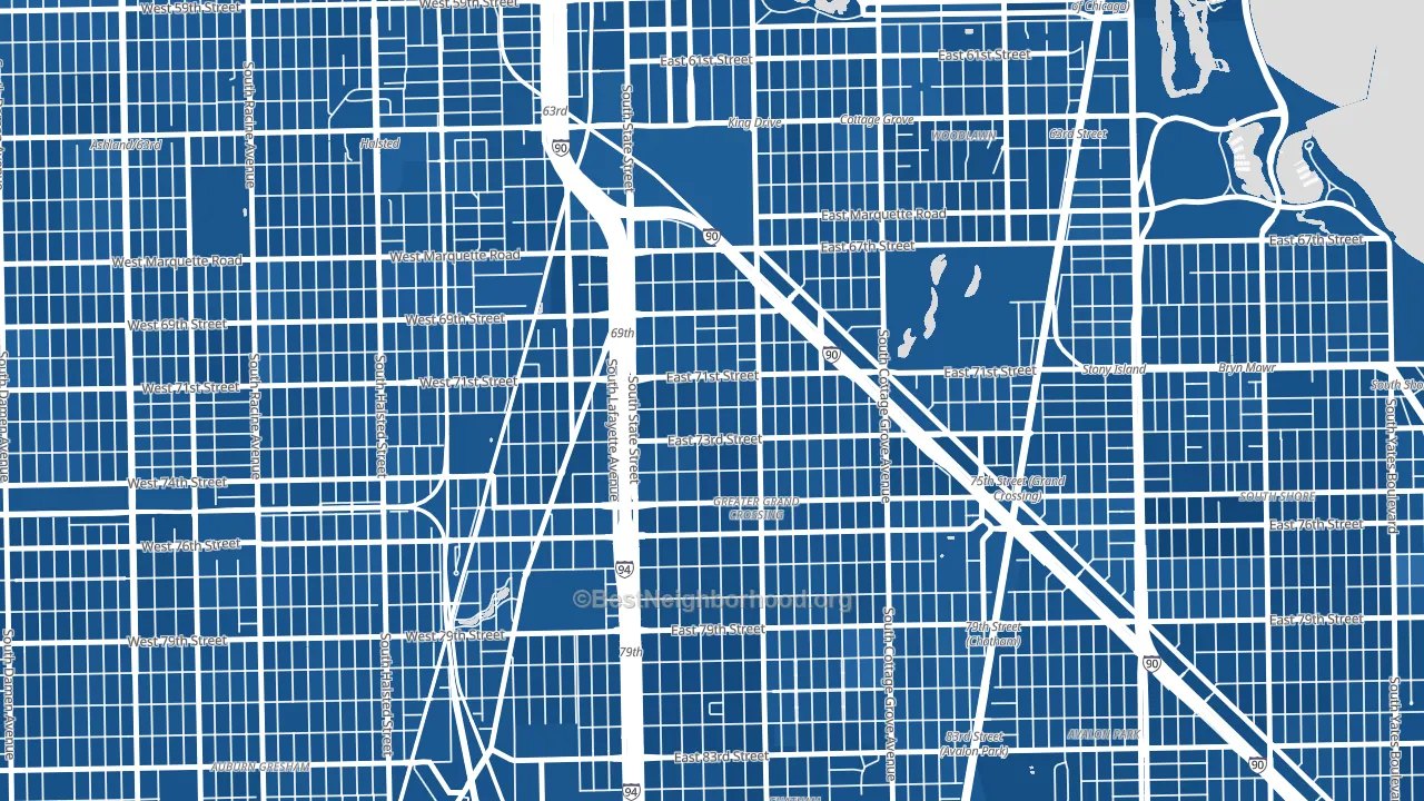 Grand Crossing, Chicago, IL block-group political-lean map