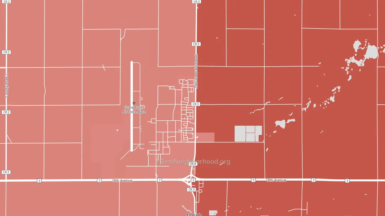 Grand Forks Afb, ND block-group political-lean map