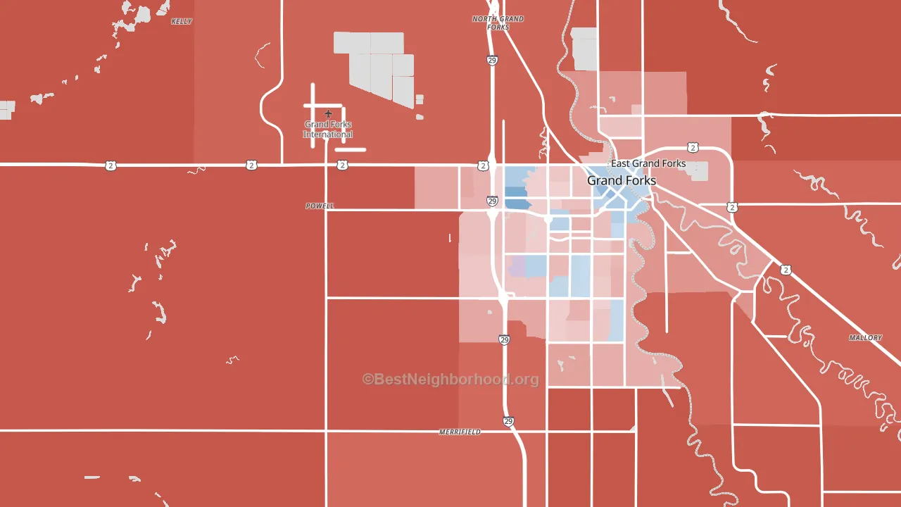 Grand Forks County, ND block-group political-lean map