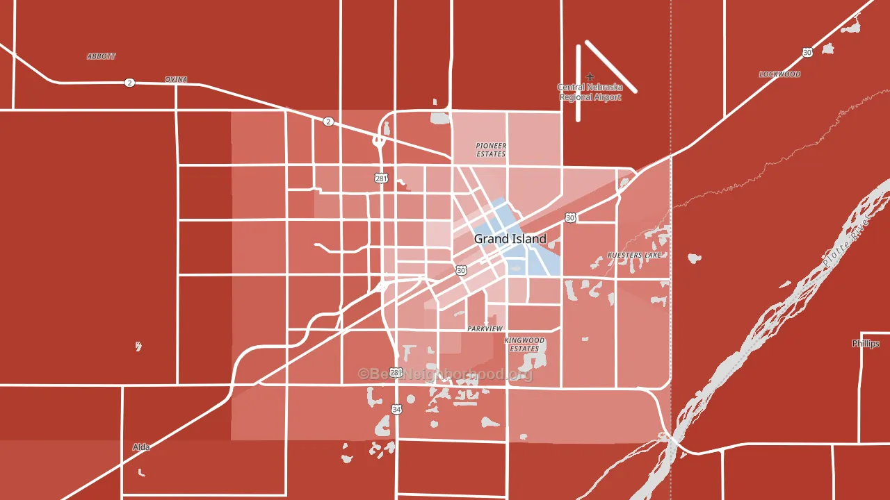 Grand Island, NE block-group political-lean map