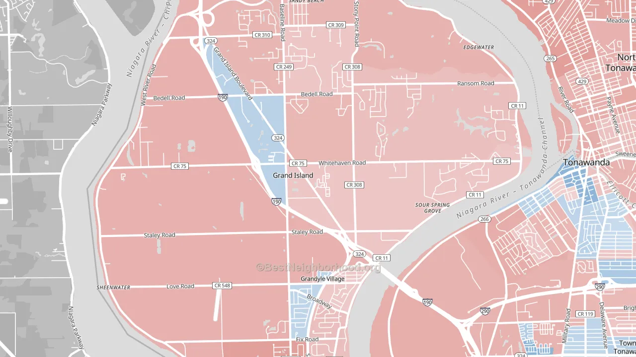 Grand Island, NY block-group political-lean map