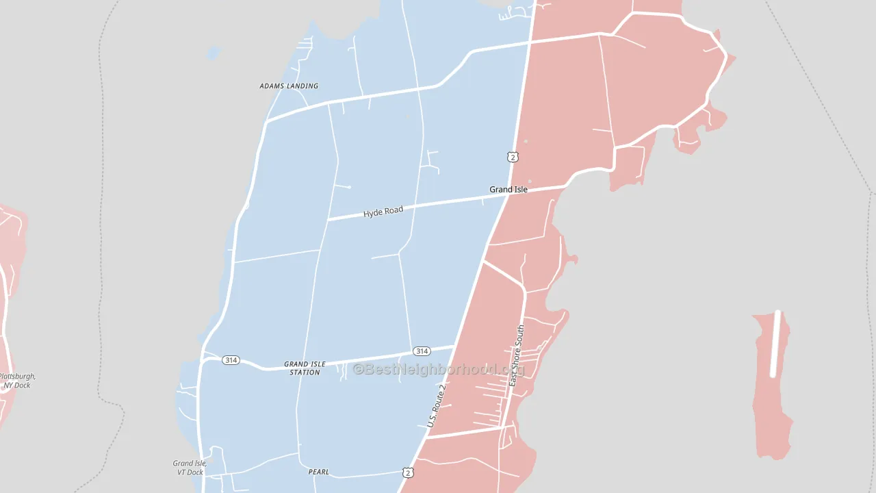 Grand Isle, VT block-group political-lean map
