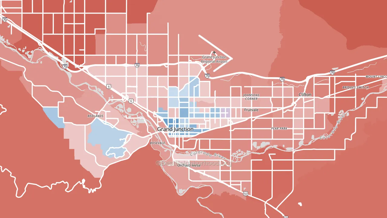 Grand Junction, CO block-group political-lean map