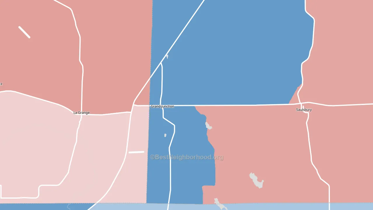 Grand Junction, TN block-group political-lean map