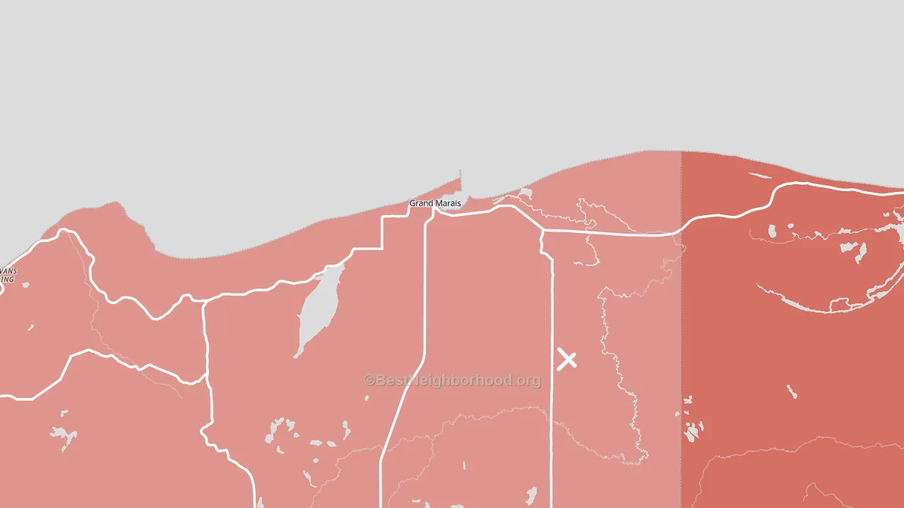 Grand Marais, MI block-group political-lean map