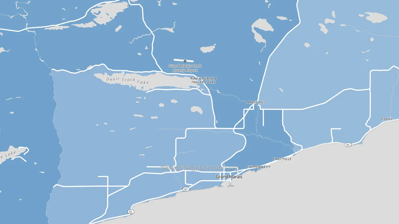 Grand Marais, MN block-group political-lean map