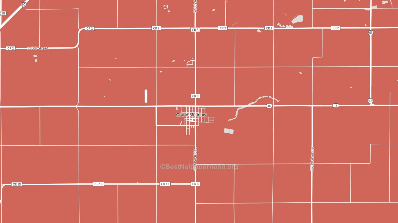 Grand Meadow, MN block-group political-lean map