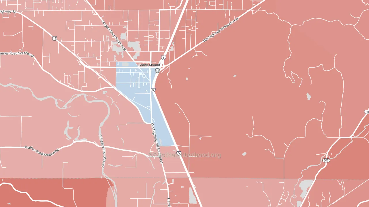 Grand Mound, WA block-group political-lean map