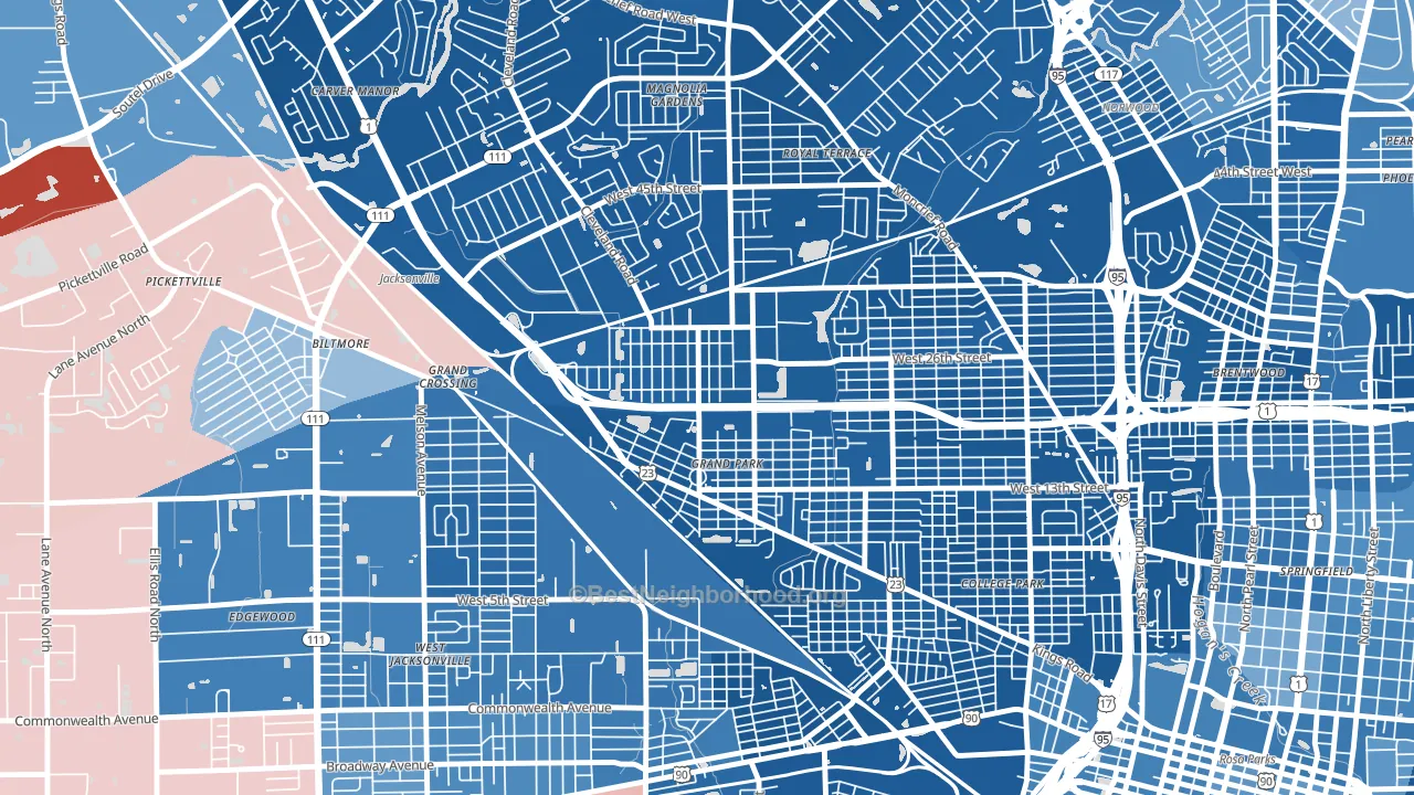 Grand Park, Jacksonville, FL block-group political-lean map