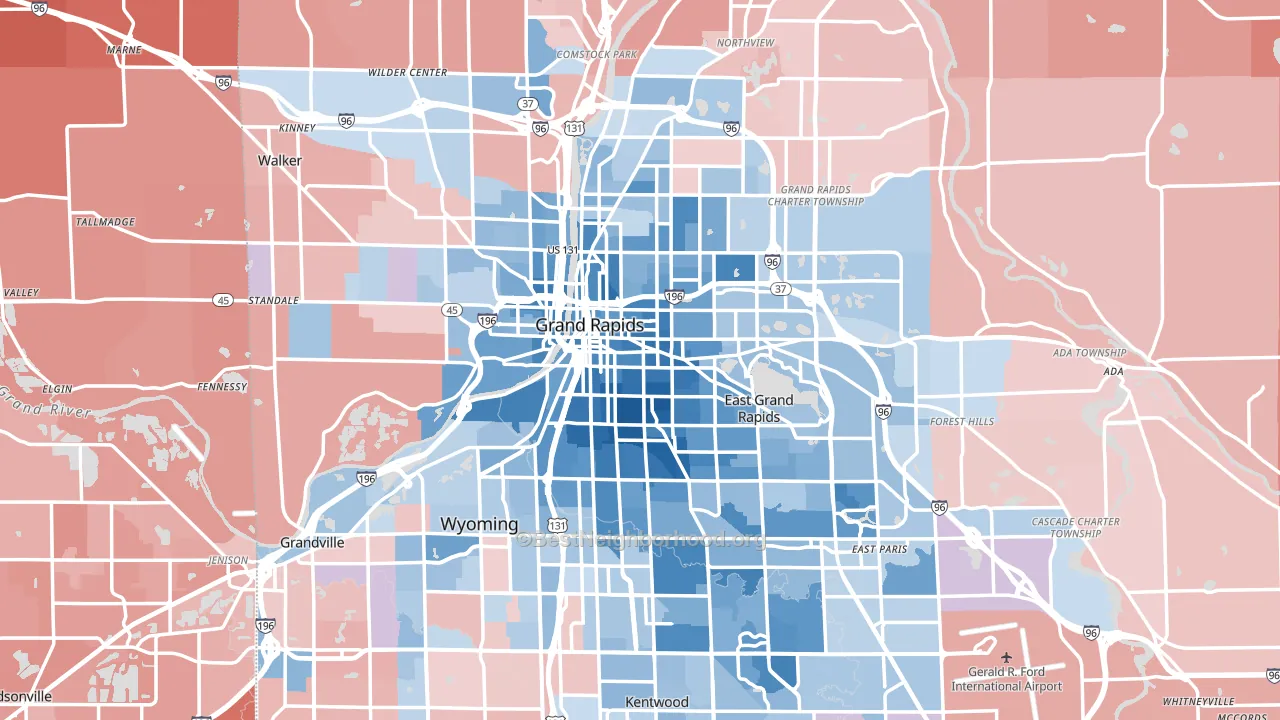 Grand Rapids, MI block-group political-lean map