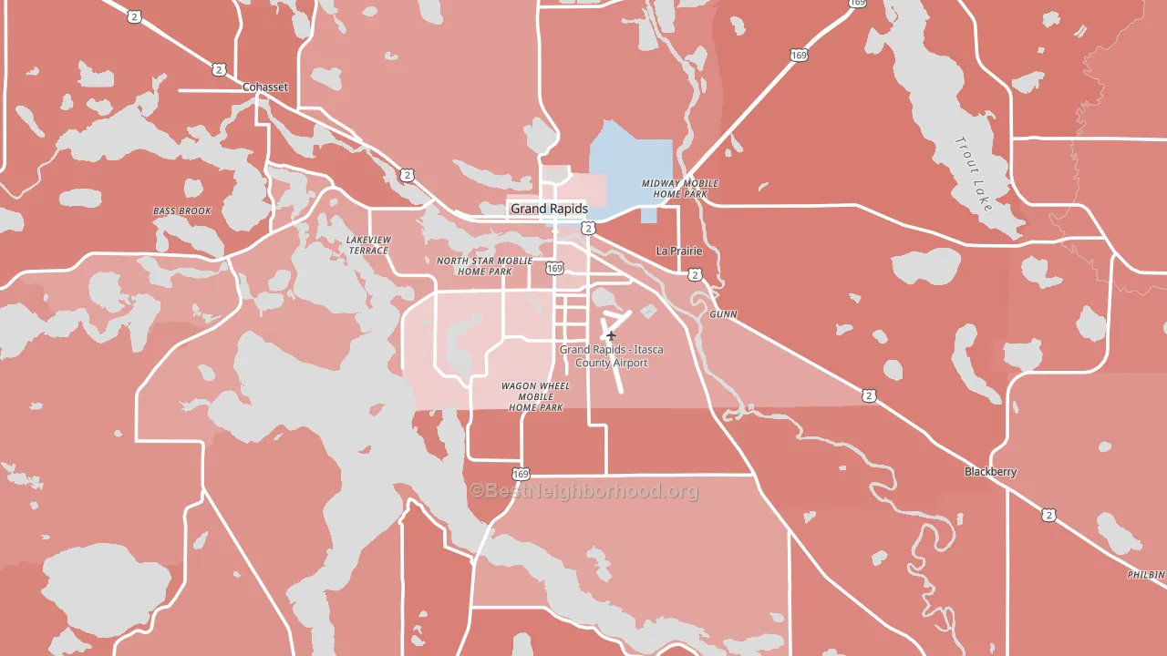 Grand Rapids, MN block-group political-lean map