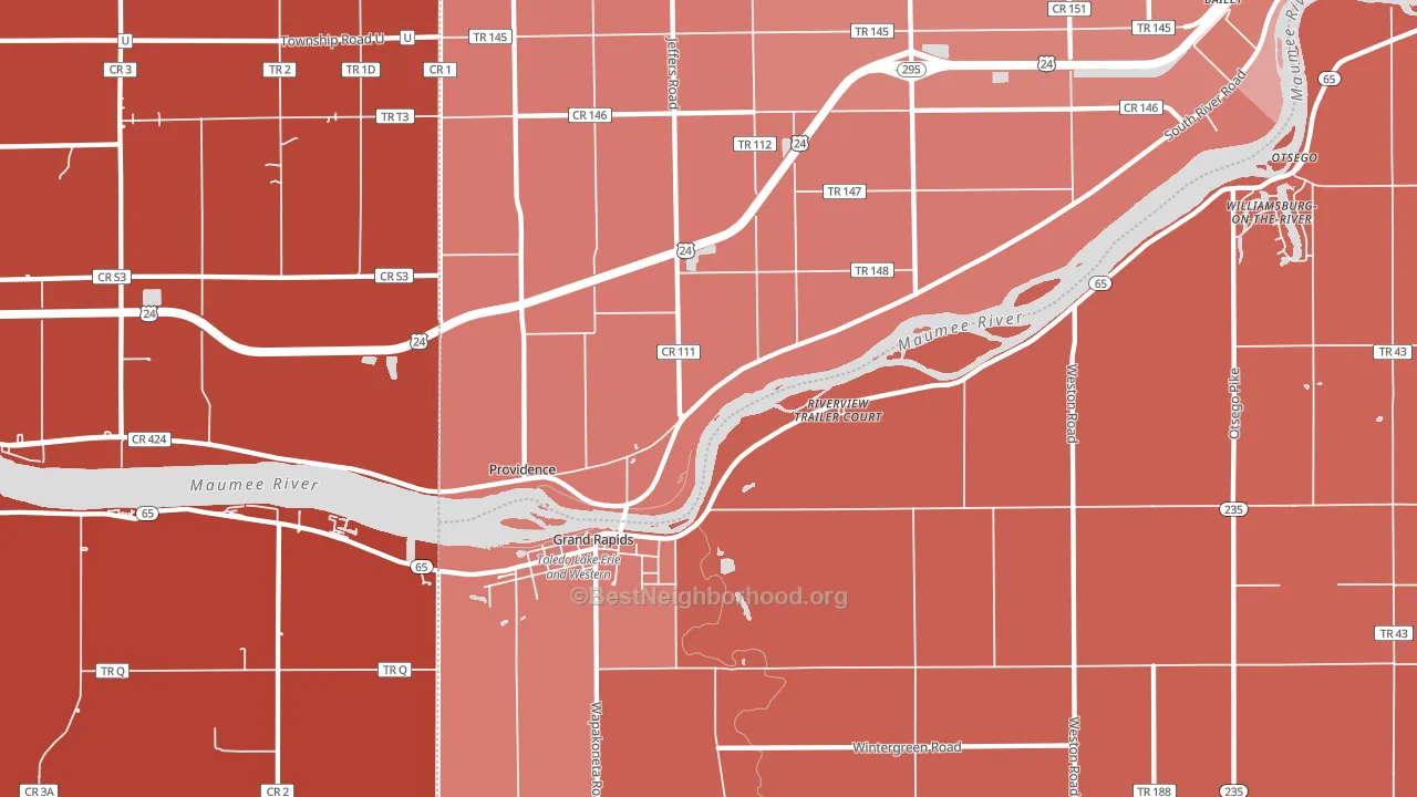 Grand Rapids, OH block-group political-lean map